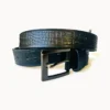 Curea bărbați negru cu imprimeu croco, culoare negru, lățime 3,5 cm – Marochinaria Cleja