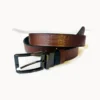 Curea bărbați reversibilă maro croco / negru mat, culoare maro cu model și negru mat, lățime 3,5 cm – Marochinaria Cleja