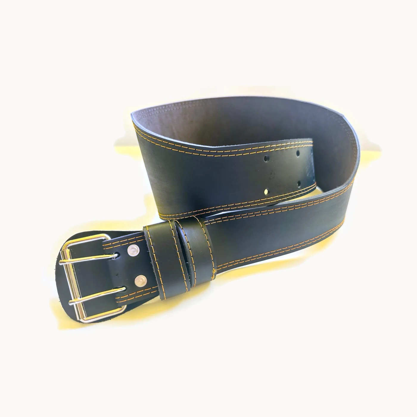 Curea brâu negru cusut din piele naturală